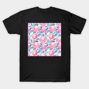 Bold Pink Watercolor Floral T-Shirt